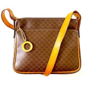 Authentic Vintage Celine Macadam With Natural Leather Trim